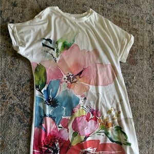 Floral Print Batwing Sleeve Tee Dress
